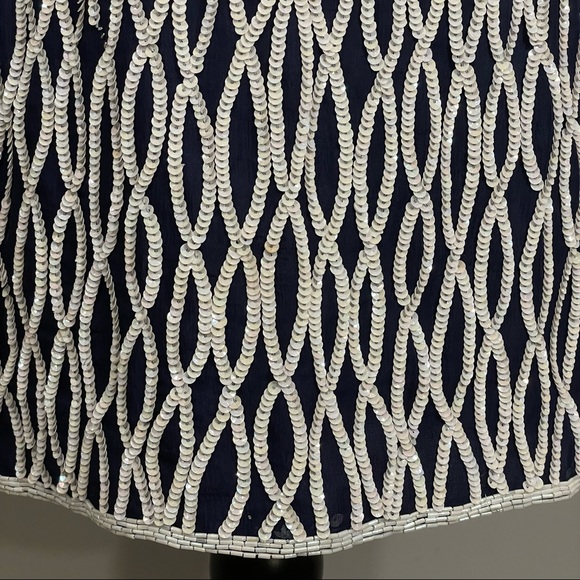 Vintage Nipon Night White Fully Sequined & Beaded 100% Silk Sheath Dress Size 4 - Picture 6 of 16